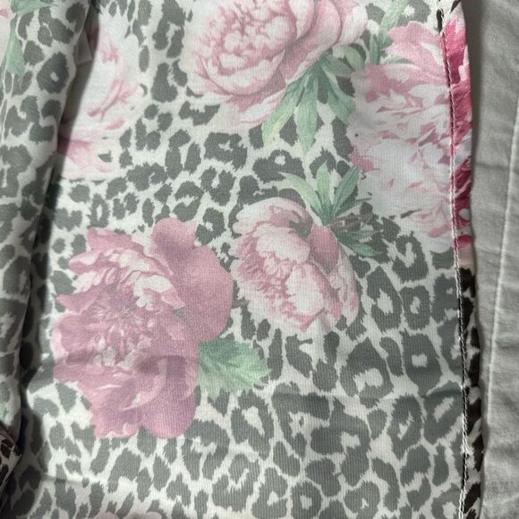 Guess M-L Brown Pink Animal Print Peony Floral Button Front Long Sleeve Blouse - Picture 13 of 13